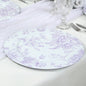 6 Pack Round Floral Acrylic Charger Plates in French Toile Pattern, 13" Matte Lavender and White Dinner Charger Event Tabletop Decor Pro Linens