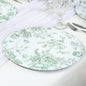 6 Pack Round Floral Acrylic Charger Plates in French Toile Pattern, 13" White Sage Green Dinner Charger Event Tabletop Decor Pro Linens