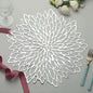 6 Pack Silver Vinyl Placemats, Decorative Floral Non-Slip Round Dining Table Mats 15" Pro Linens