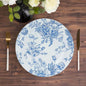 6 Pack White Light Blue French Toile Acrylic Charger Plates, 13" Round Dinner Charger Event Tabletop Decor Pro Linens