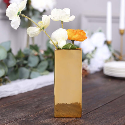 6" Shiny Gold Plated Ceramic Letter "I" Sculpture Bud Vase, Flower Planter Pot Table Centerpiece Pro Linens