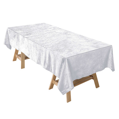 60"x102" White Premium Velvet Rectangle Tablecloth, Reusable Linen - Pro Linens