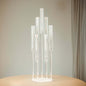 7 Arm Clear Acrylic Cluster Round Pillar Candle Stick Stand, 33" Tall Taper Candle Holder Candelabra With Circular Base Pro Linens