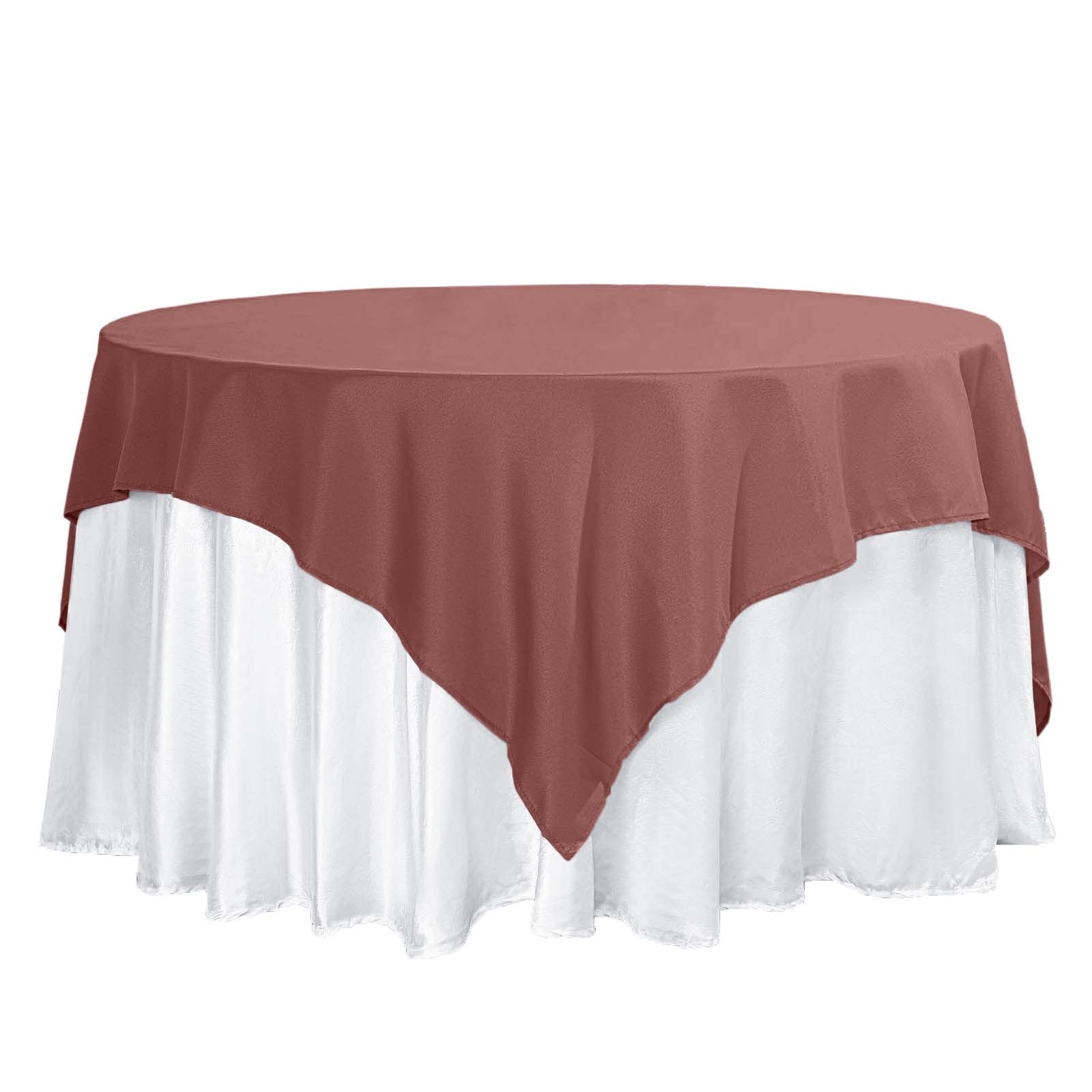 70"x70" Cinnamon Rose Polyester Square Table Overlay Pro Linens