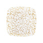 7.25" Gold and White Square Leaf Plastic Plates 10 Pack - Organic Leaf - Pro Linens