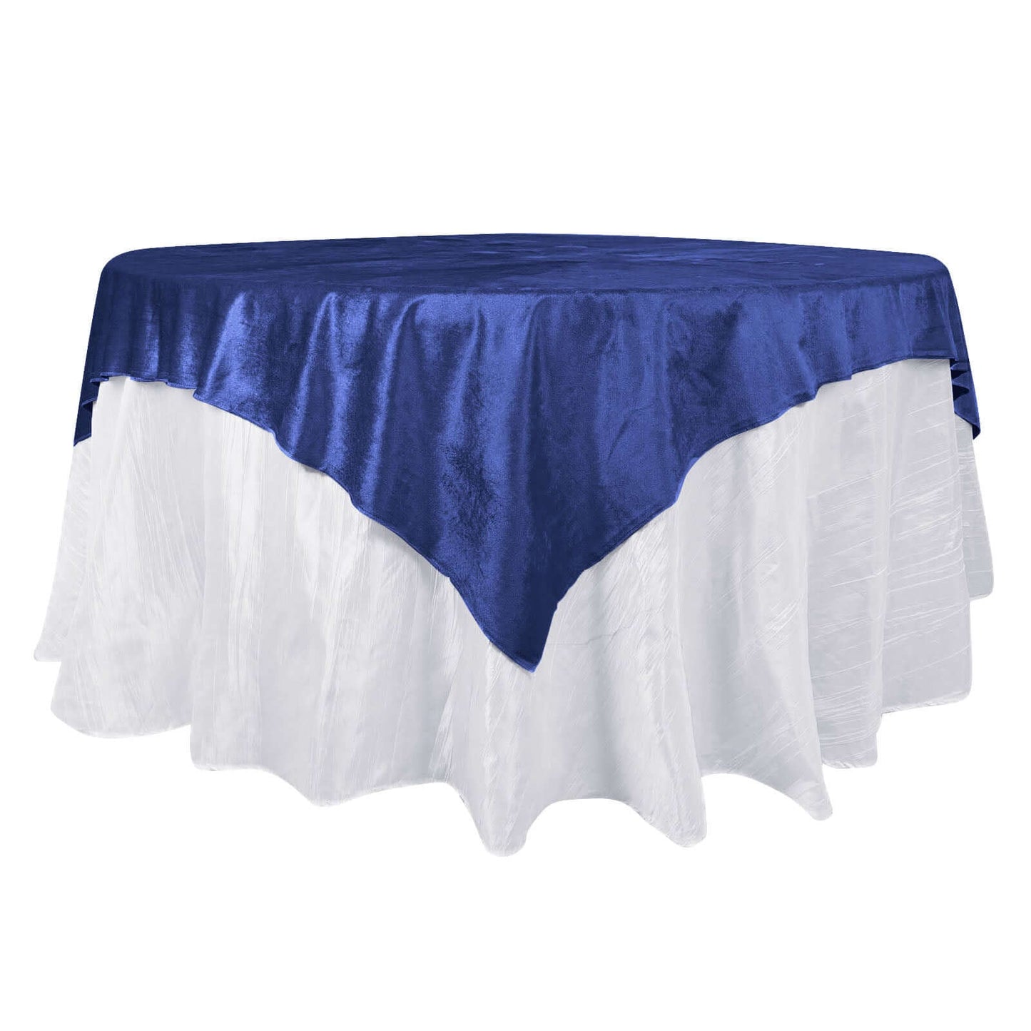 72"x72" Royal Blue Premium Soft Velvet Table Overlay, Square Tablecloth Topper Pro Linens