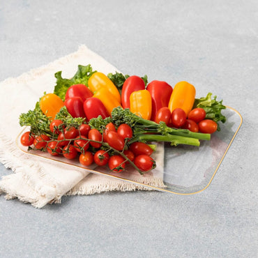 8" x 11" Organic Clear and Gold Rectangle Serving Dish - 2 Pack - Pro Linens