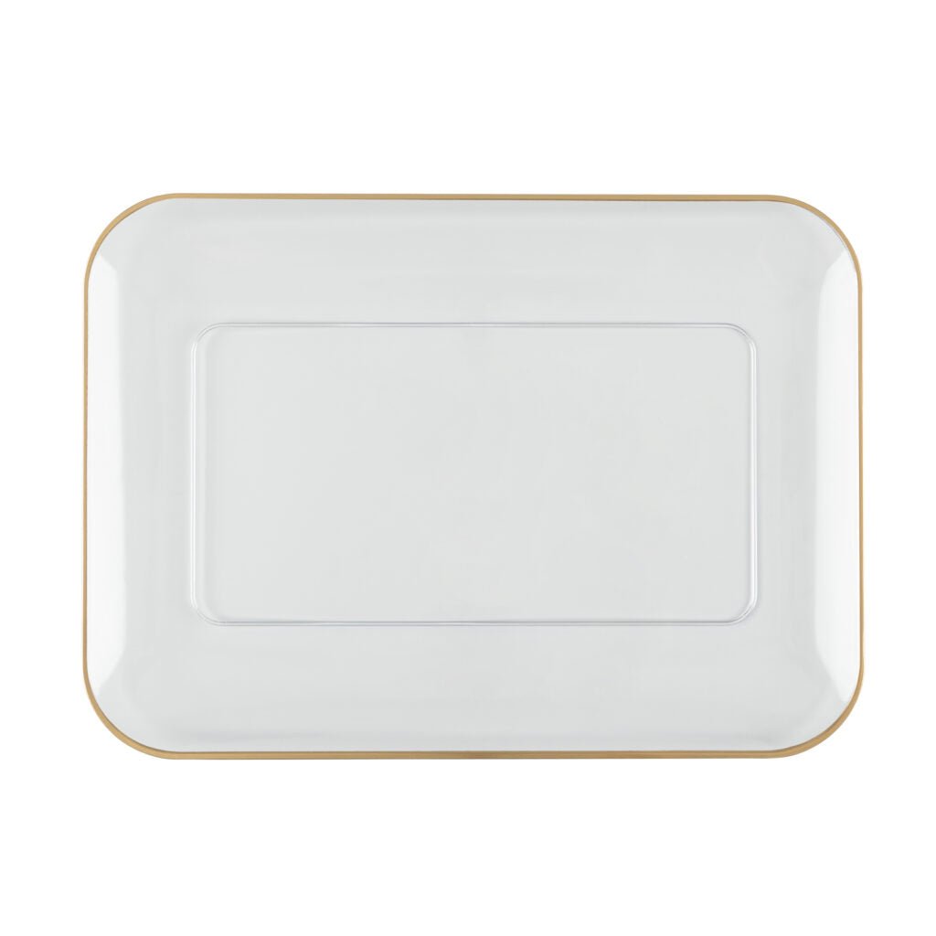 8" x 11" Organic Clear and Gold Rectangle Serving Dish - 2 Pack - Pro Linens