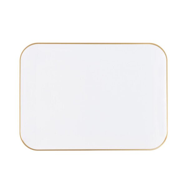 8" x 11" Organic White and Gold Rectangle Serving Dish - 2 Pack - Pro Linens