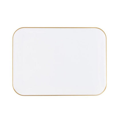 8" x 11" Organic White and Gold Rectangle Serving Dish - 2 Pack - Pro Linens