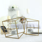 9" Gold Geometric Candle Holder Set Linked Metal Geometric Centerpieces with Votive Glass Holders Pro Linens