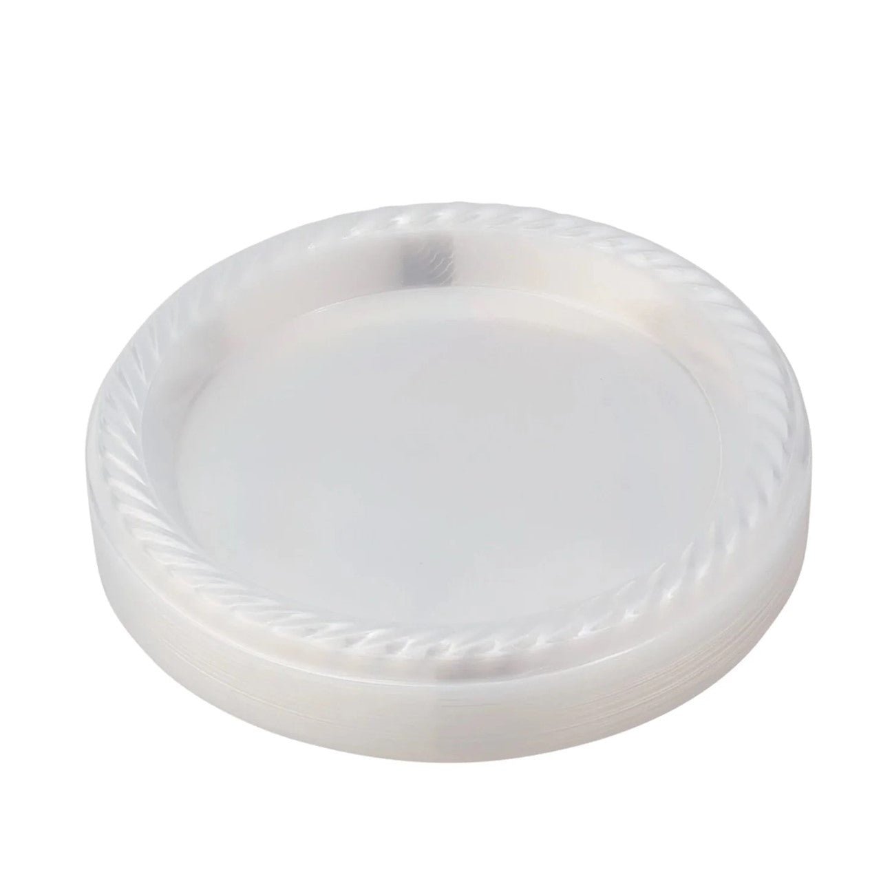 9 Inch Clear Round Plastic Dinner Plate 40 Pack - Classico - Pro Linens