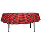 90" Black Red Buffalo Plaid Round Tablecloth, Gingham Polyester Checkered Tablecloth Pro Linens