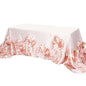 90"x156" Blush Seamless Large Rosette Rectangular Satin Tablecloth for 8 Foot Table With Floor - Length Drop - Pro Linens