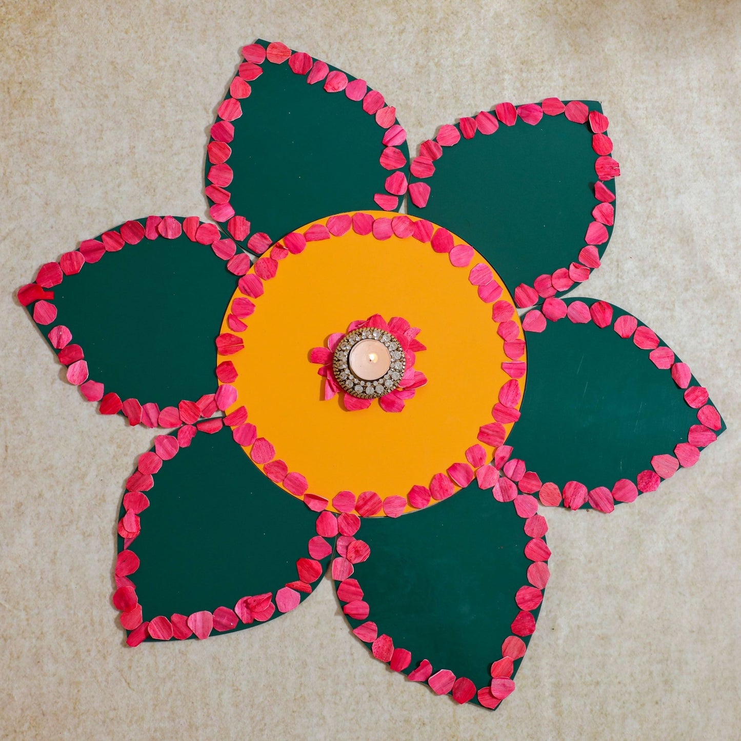 Acrylic Rangoli with Rose Petals Acrylic PRO Indian