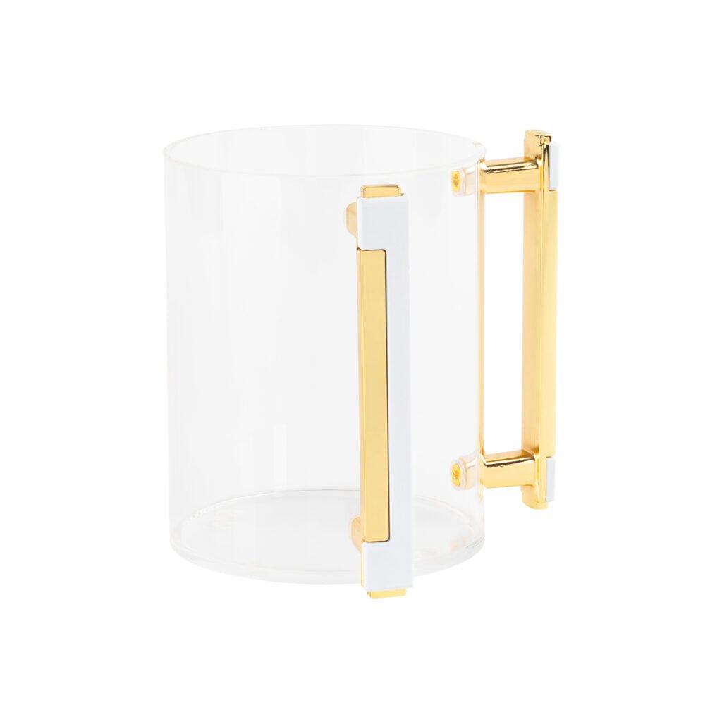 Acrylic Wash Cup White and Gold Handle - Pro Linens