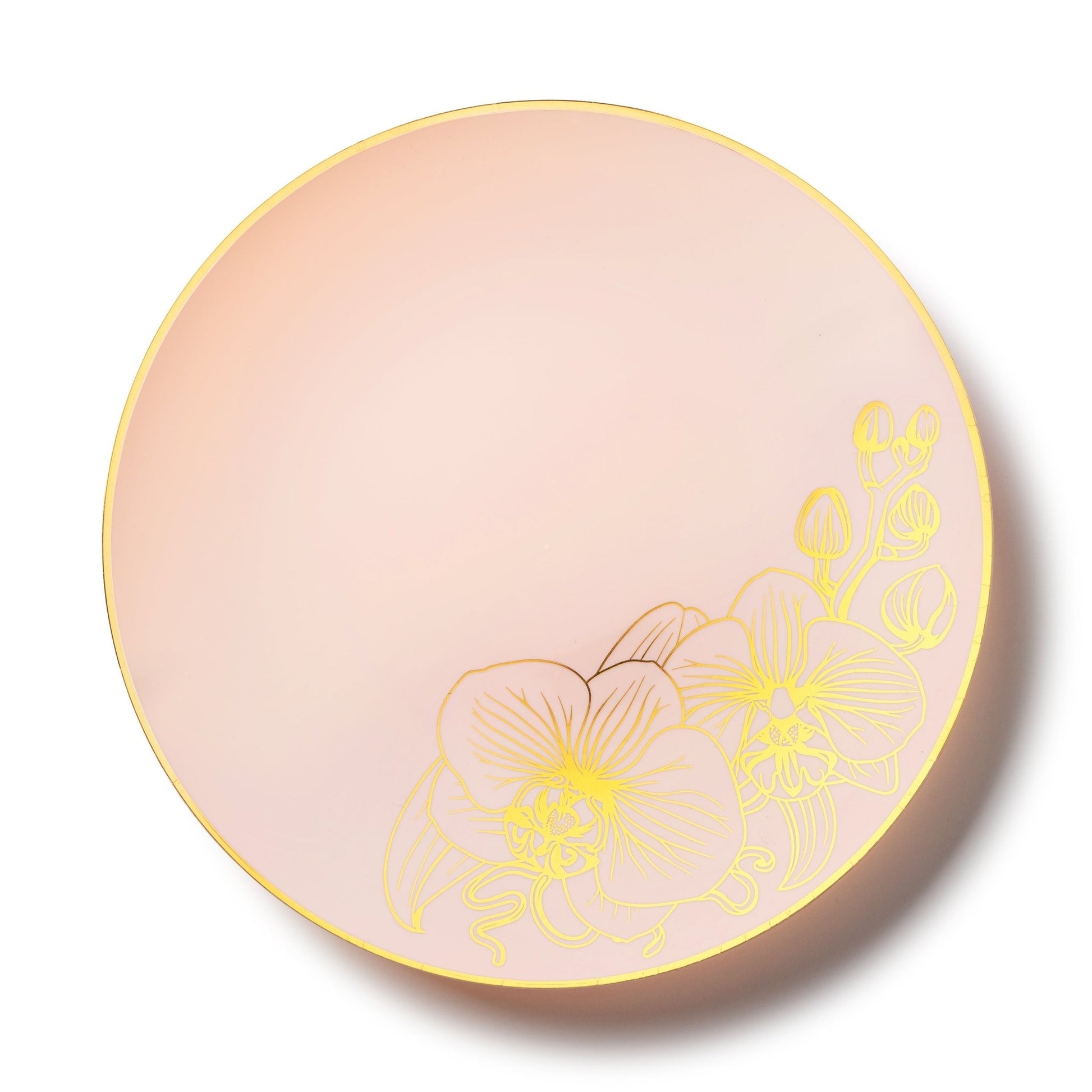 Antique Pink and Gold Round Plastic Plates - Orchid - Pro Linens