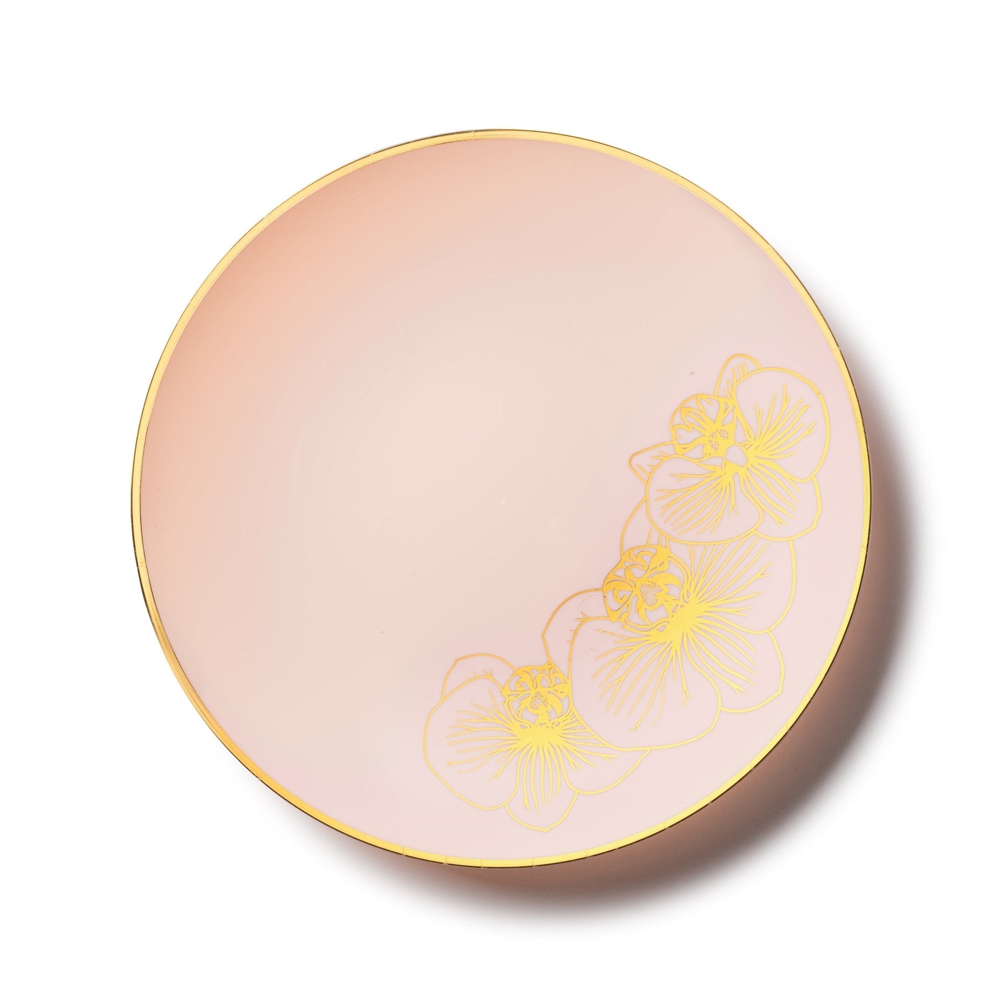 Antique Pink and Gold Round Plastic Plates - Orchid - Pro Linens