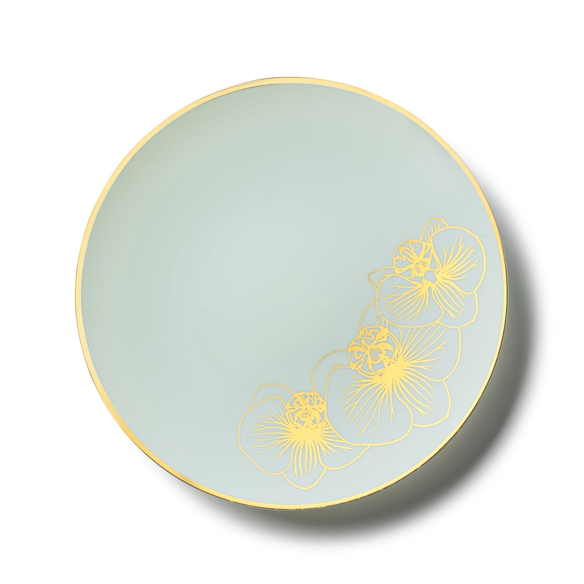 Antique Turquoise and Gold Round Plastic Plates - Orchid - Pro Linens