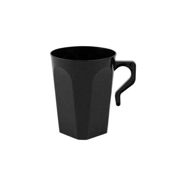 Black 8.5oz Square Plastic Coffee Mug 8 Count - Pro Linens