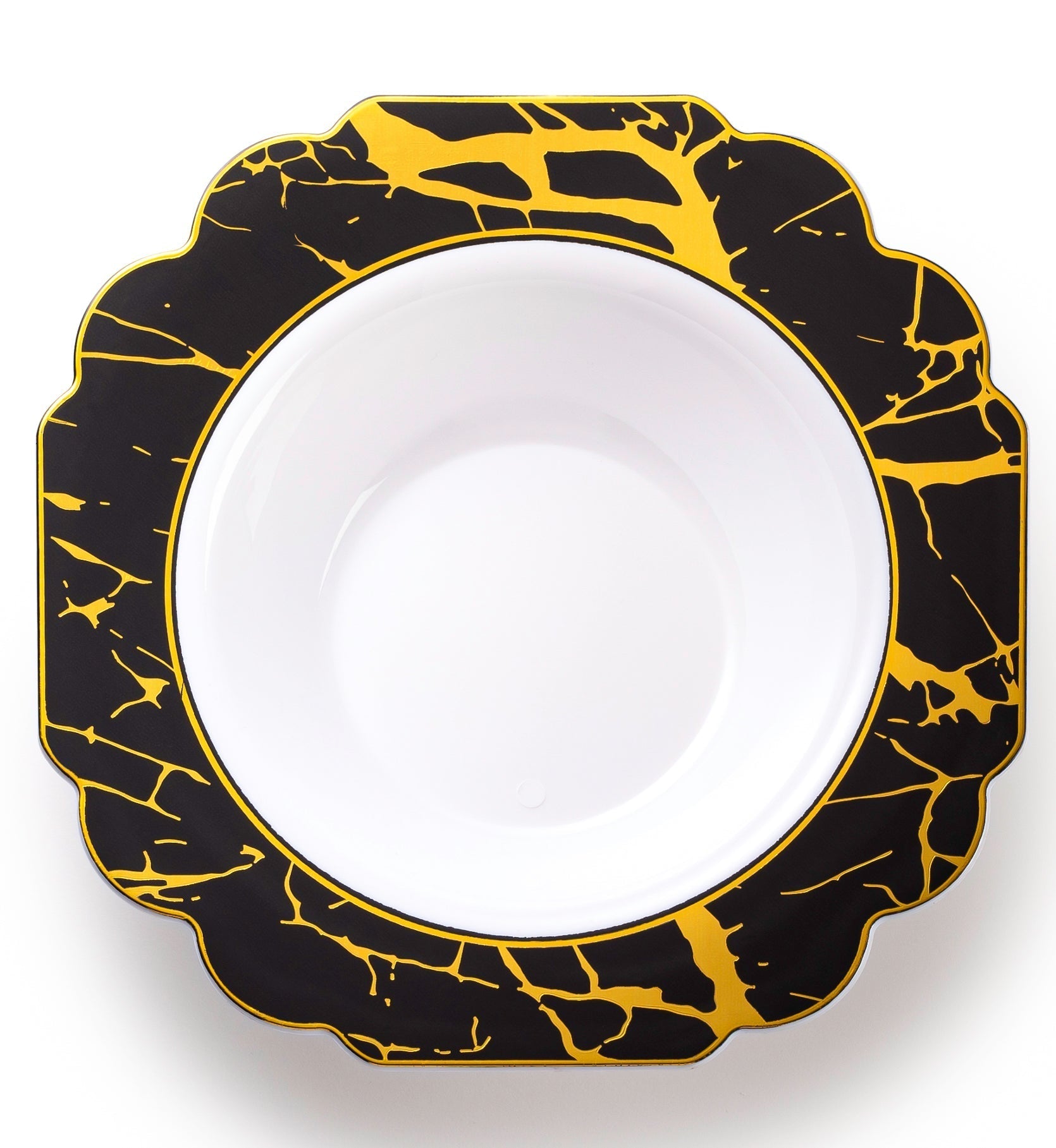 Black and Gold Marble Plastic Plates 10 Pack - Grand Plate Pro Linens