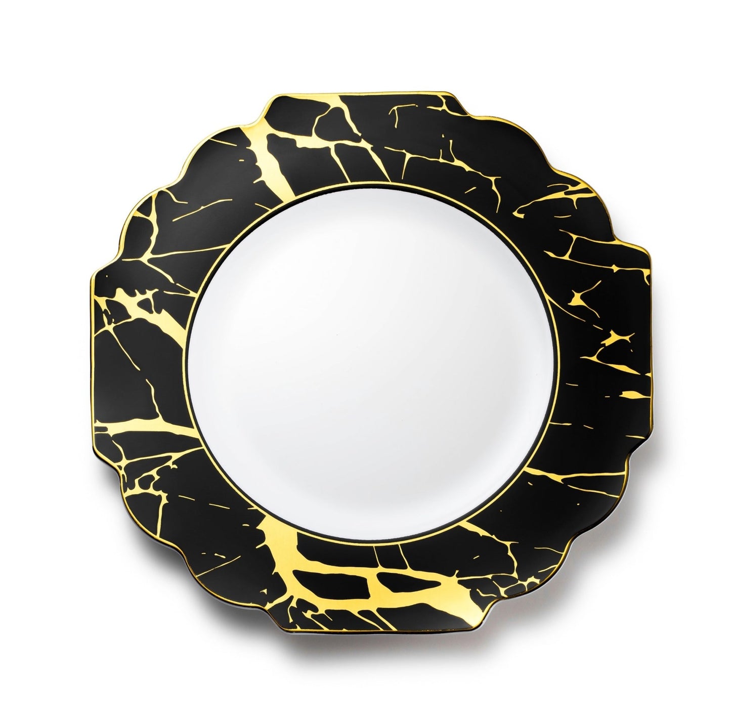 Black and Gold Marble Plastic Plates 10 Pack - Grand Plate Pro Linens