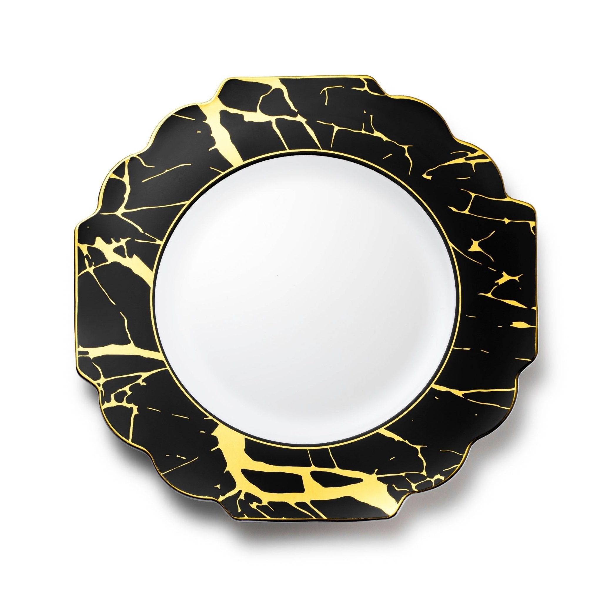 Black and Gold Marble Plastic Plates 10 Pack - Grand - Pro Linens