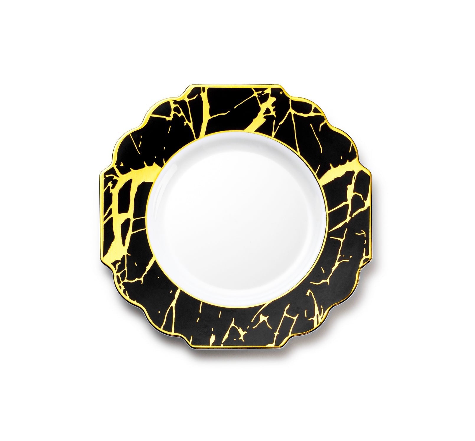 Black and Gold Marble Plastic Plates 10 Pack - Grand Plate Pro Linens