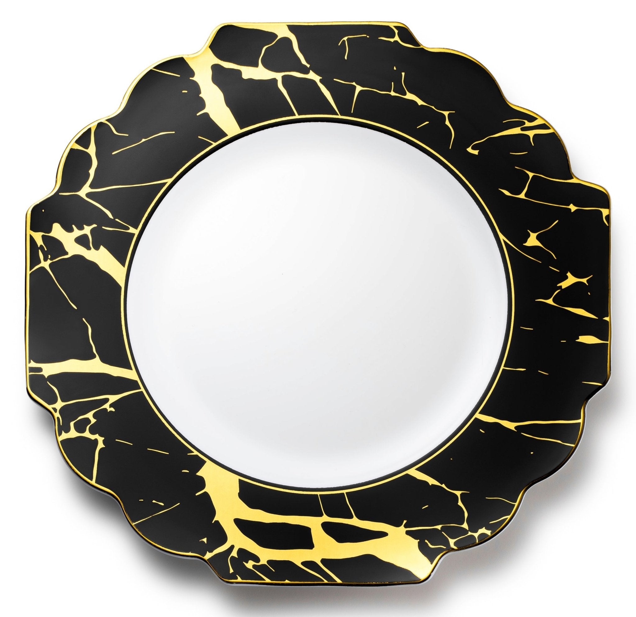 Black and Gold Marble Plastic Plates 10 Pack - Grand - Pro Linens