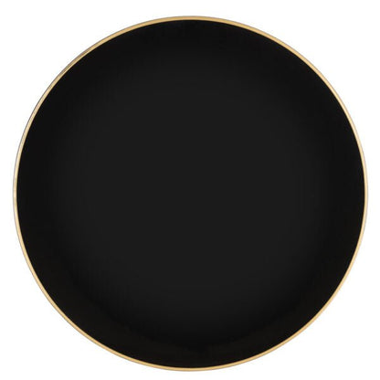 Black and Gold Rim 13″ Round Plastic Charger Plate - 4 Pack - Pro Linens