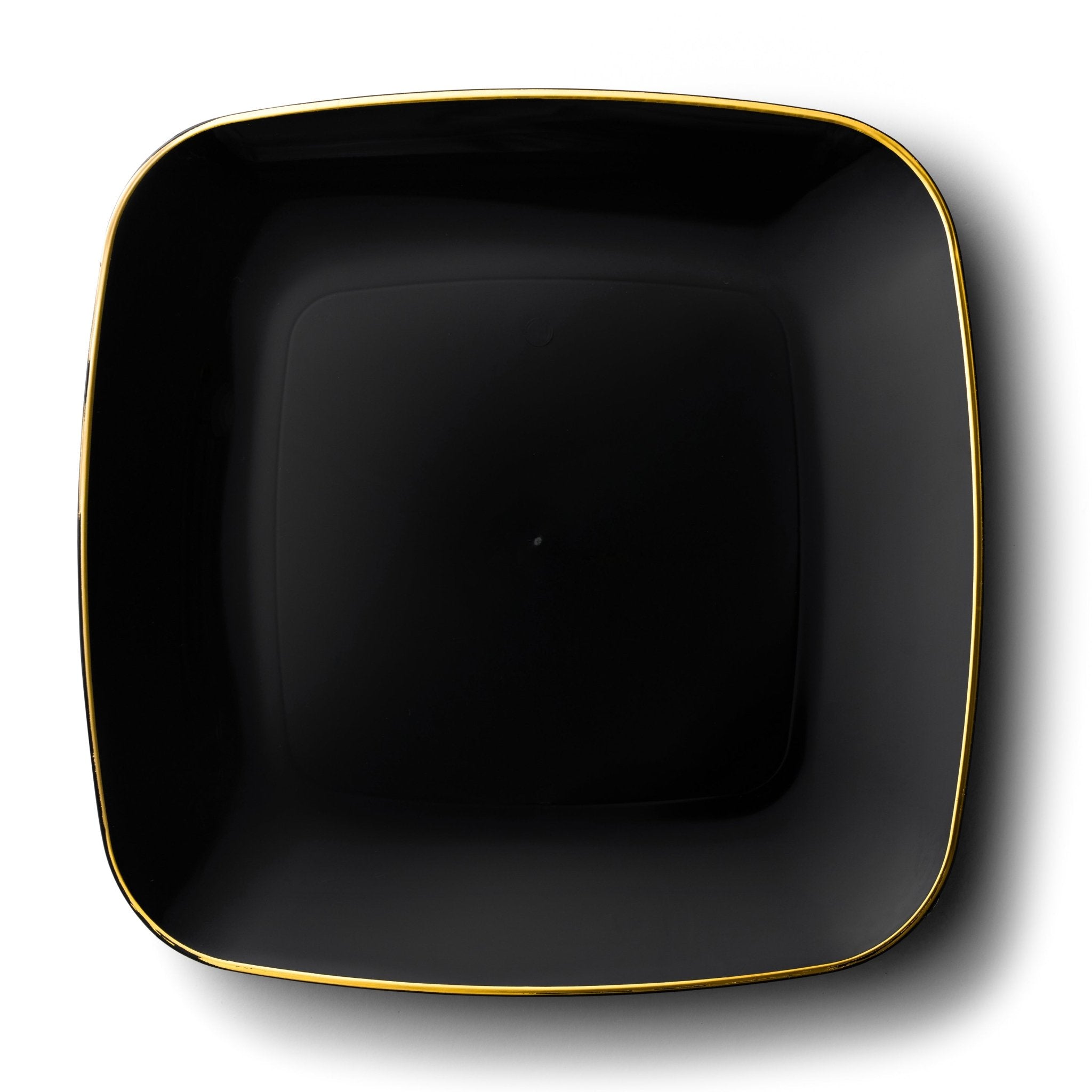 Black and Gold Rim Square Plastic Plates 10 Pack - Classic - Pro Linens