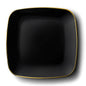 Black and Gold Rim Square Plastic Plates 10 Pack - Classic Plate Pro Linens