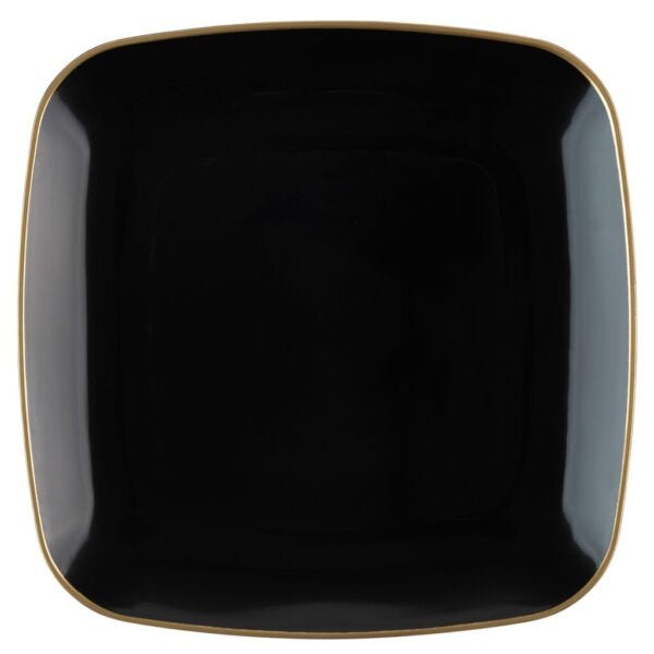 Black and Gold Rim Square Plastic Plates 10 Pack - Organic Plate Pro Linens