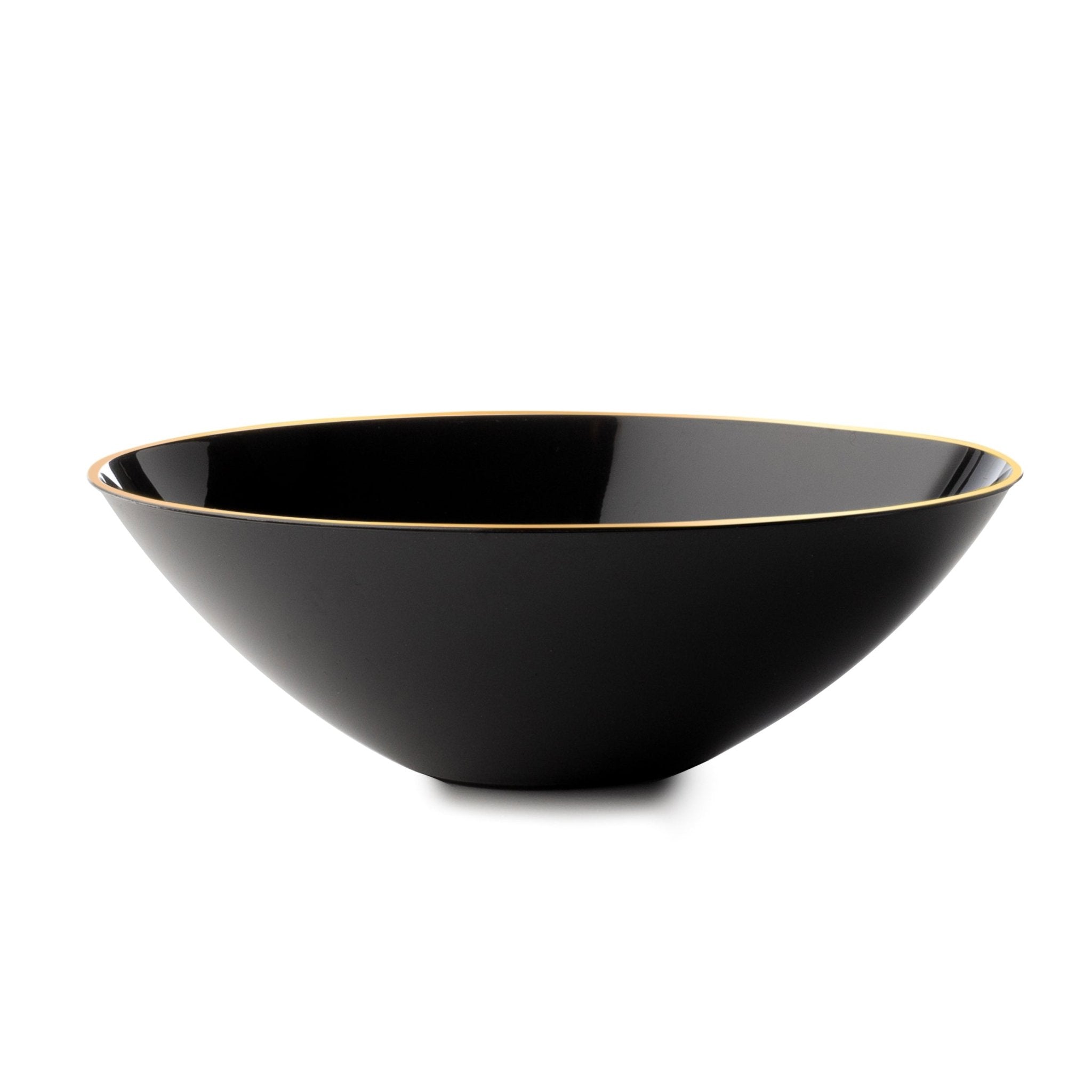 Black and Gold Round Plastic Plates - Garden Edge - Pro Linens