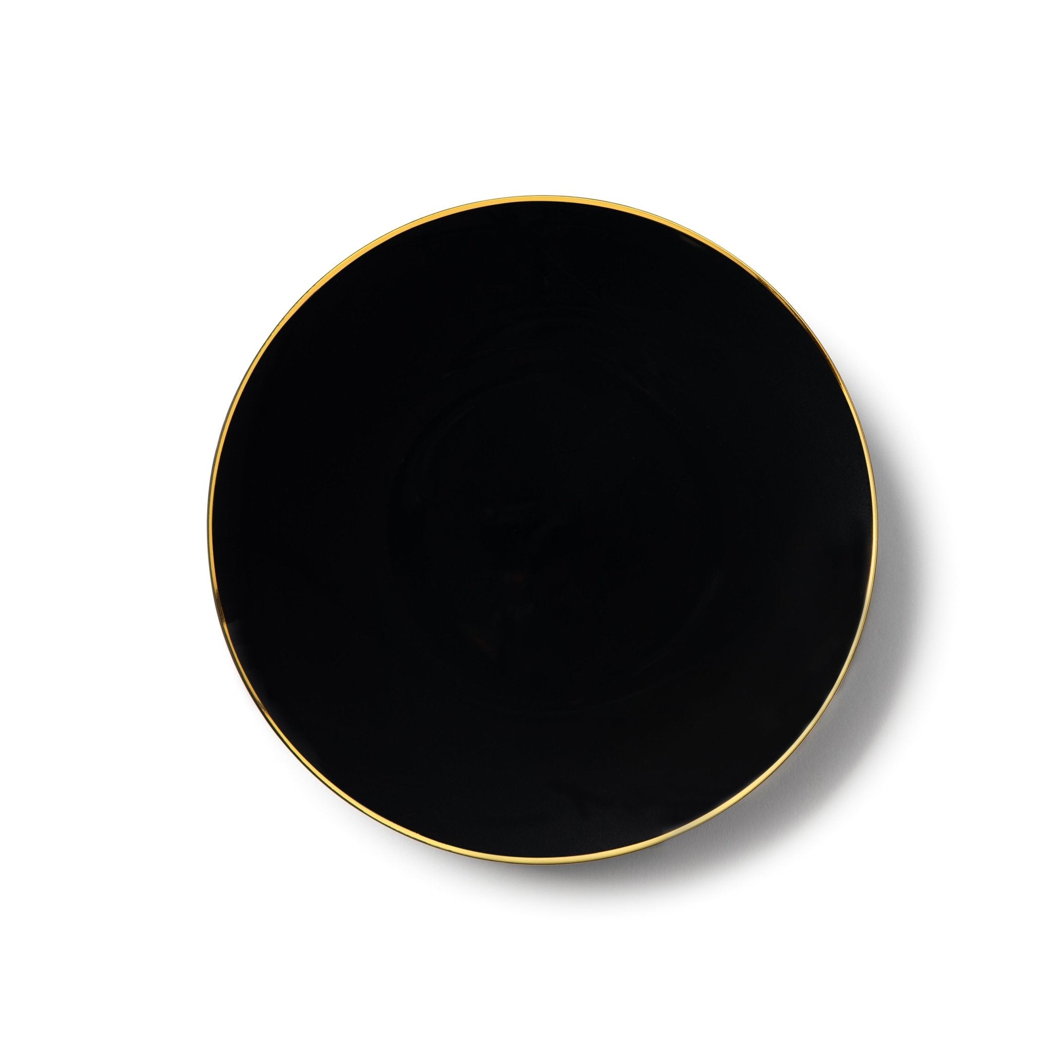 Black and Gold Round Plastic Plates - Organic - Pro Linens