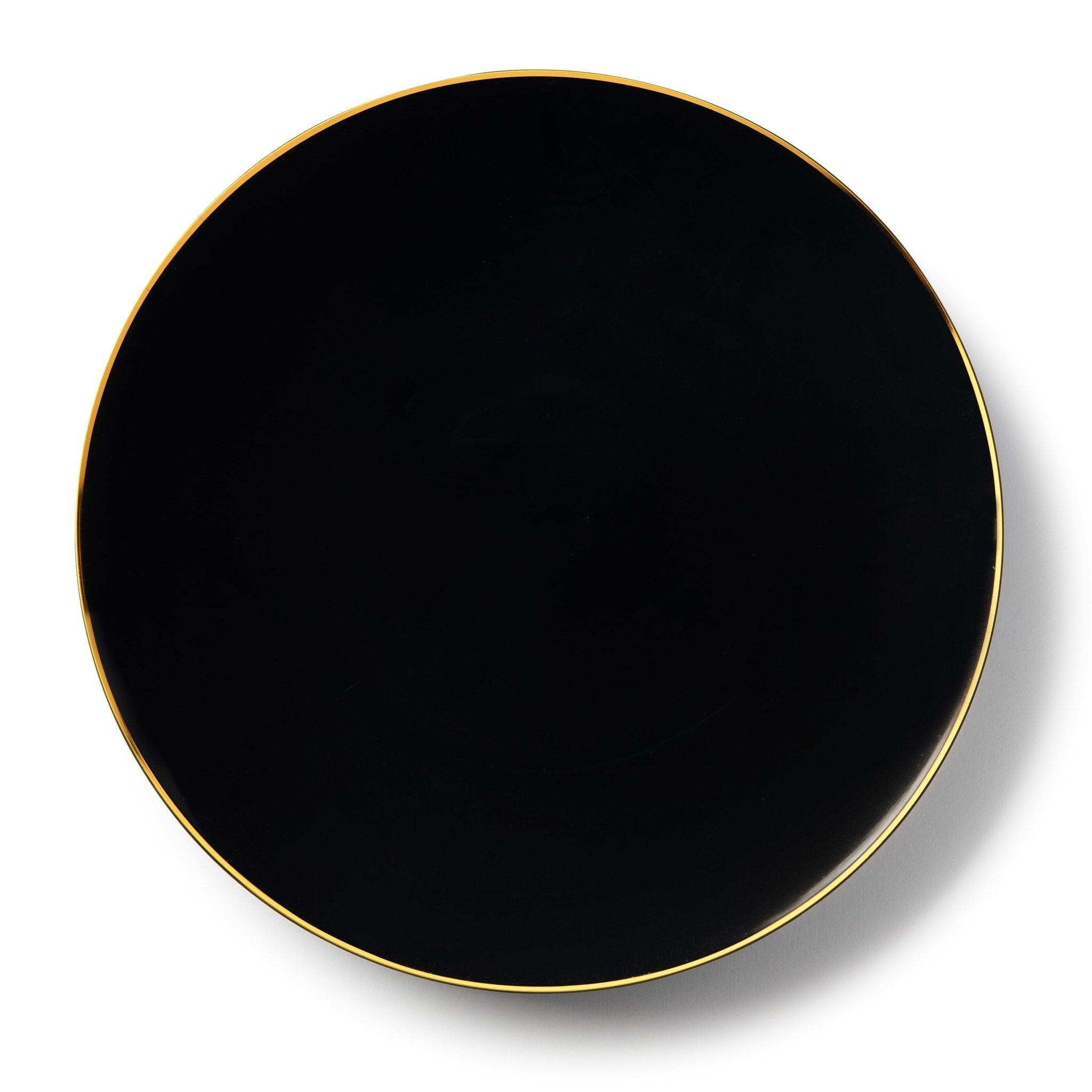 Black and Gold Round Plastic Plates - Organic - Pro Linens