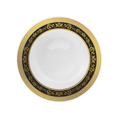 Black and Gold Round Plastic Plates - Royal - Pro Linens