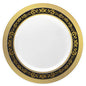 Black and Gold Round Plastic Plates - Royal Plate Pro Linens