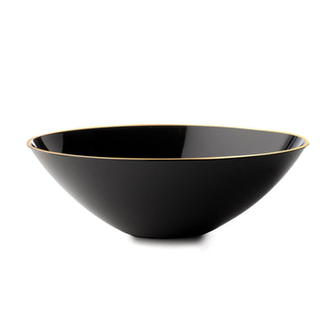 Black and Gold Round Plastic Plates - Stroke - Pro Linens