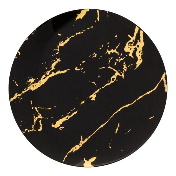 Black and Gold Round Plastic Plates - Stroke - Pro Linens