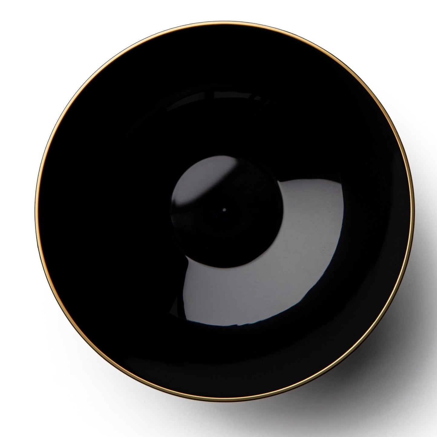 Black and Gold Round Plastic Plates - Whisk Plate Pro Linens