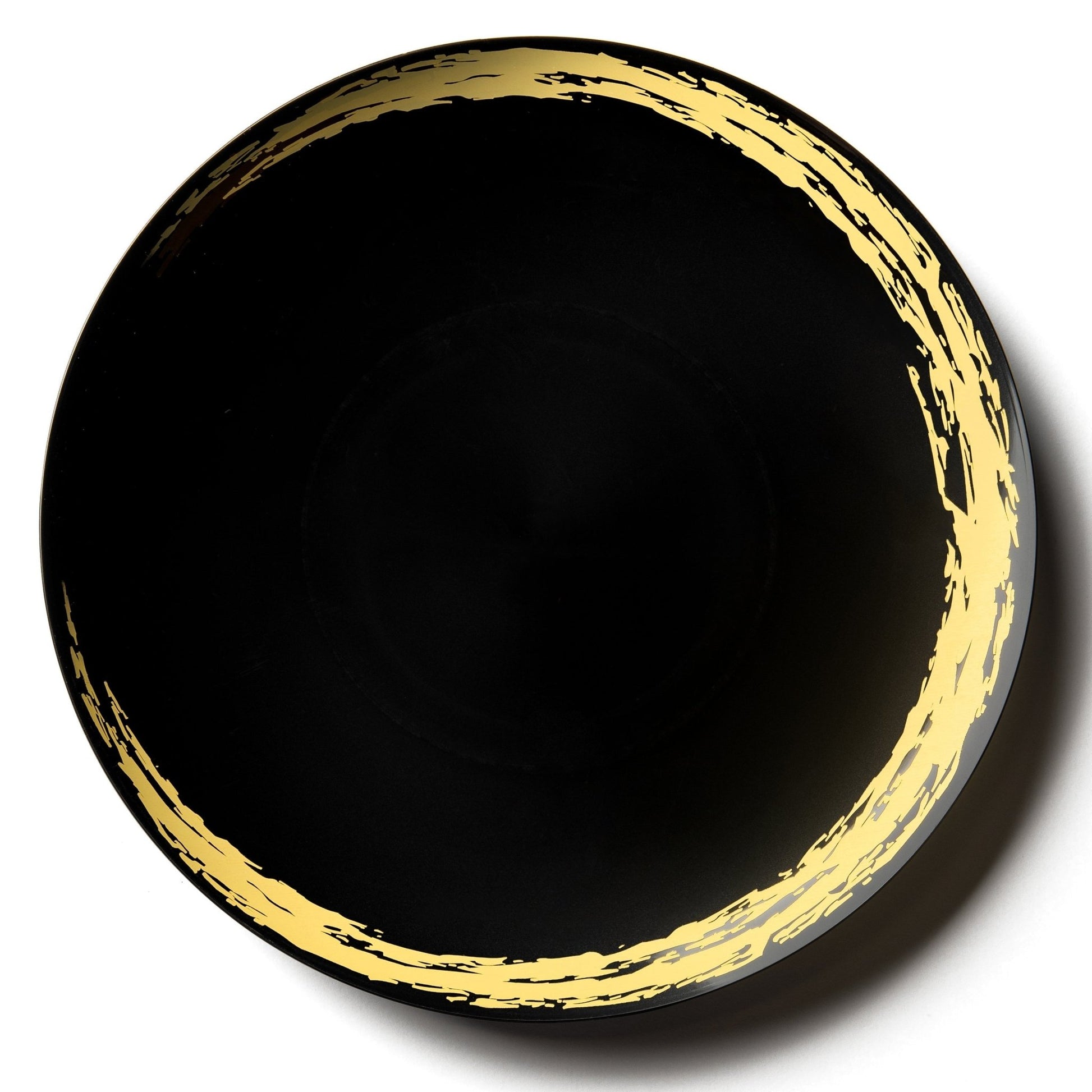 Black and Gold Round Plastic Plates - Whisk Plate Pro Linens