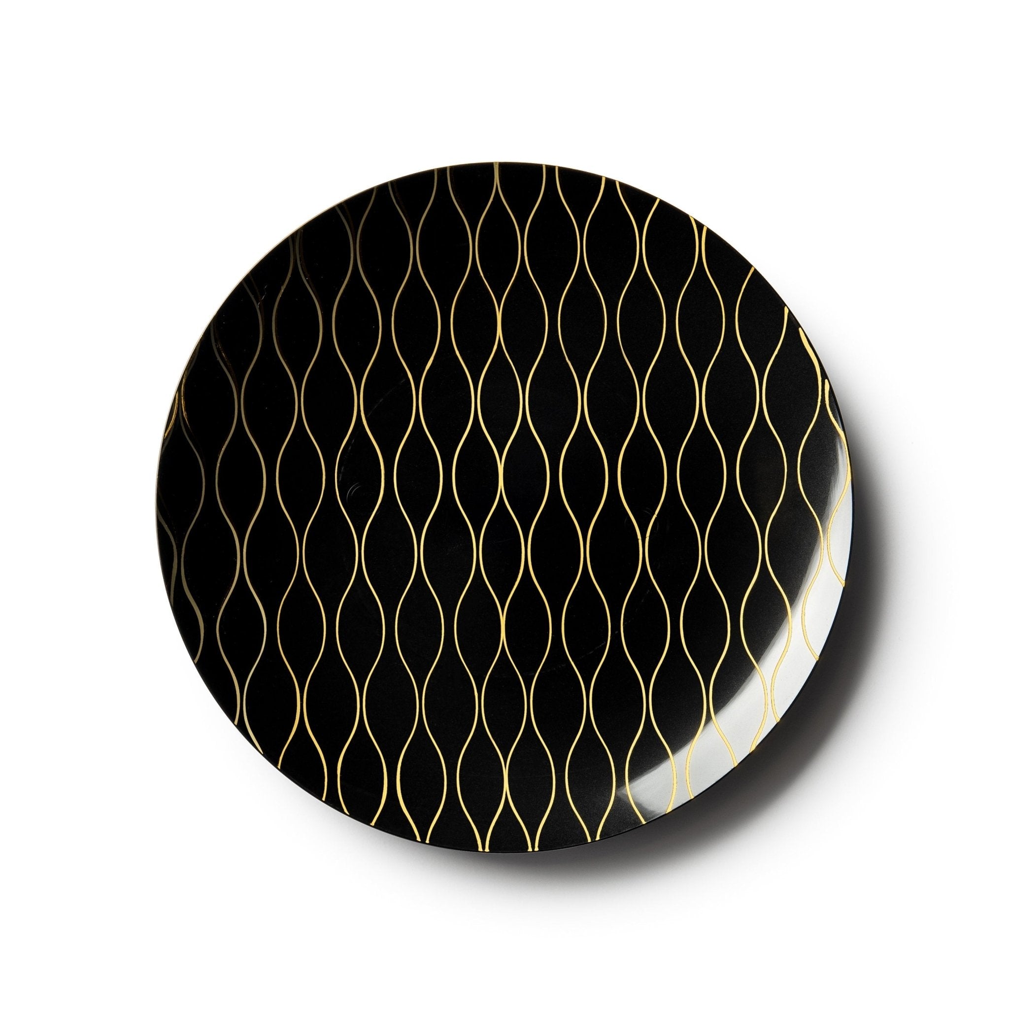 Black and Gold Round Plastic Plates - Whisk - Pro Linens