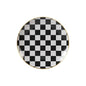 Black and White Round Plastic Plates - Checkerboard Plate Pro Linens