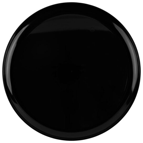 Black Round Plastic Plates 10 Pack- Edge Plate Pro Linens