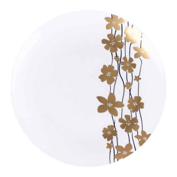 Black/Gold Round Plastic Plates - Vine Plate Pro Linens