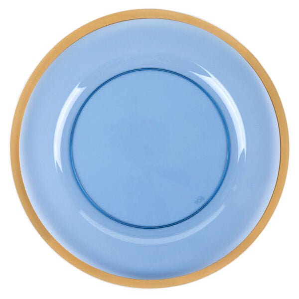 Blue and Gold Rim Chargers 13″ Round Plastic Charger Plate - 4 Pack - Pro Linens