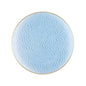 Blue and Gold Round Hammered Plastic Plates - Organic Hammered Plate Pro Linens