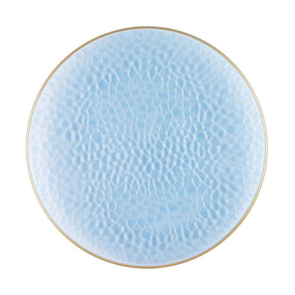 Blue and Gold Round Hammered Plastic Plates - Organic Hammered - Pro Linens