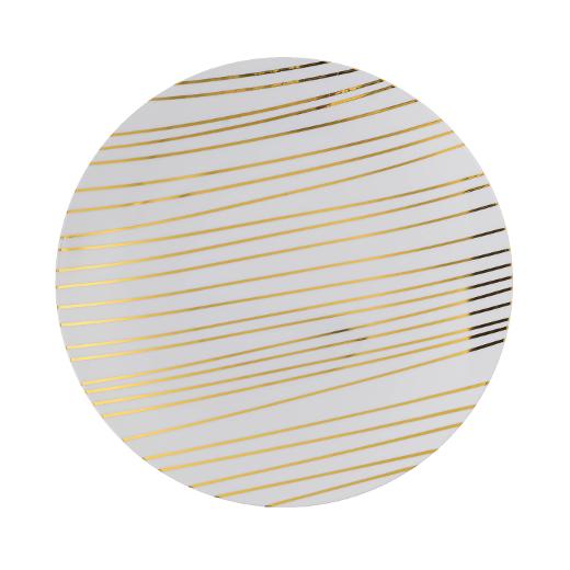 Blue and Gold Round Plastic Plates - Glam - Pro Linens